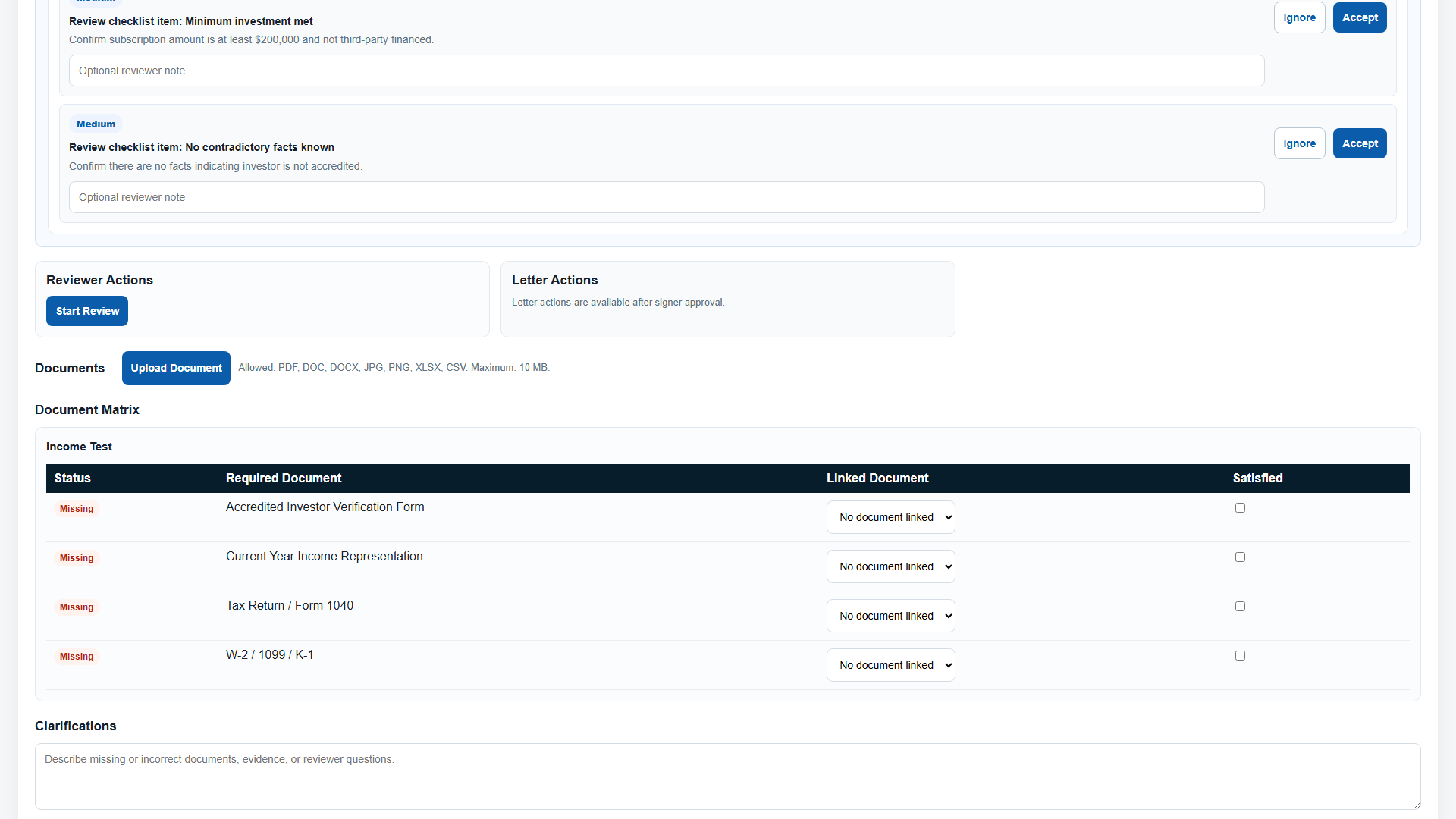 Document matrix screenshot